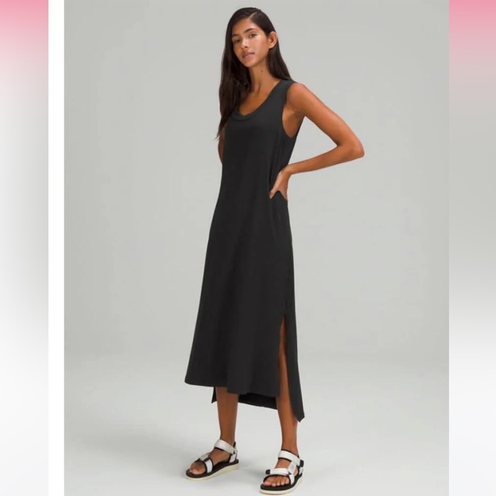 Lululemon All Yours MAXI tank Dress long Black Crew Neck s Xs